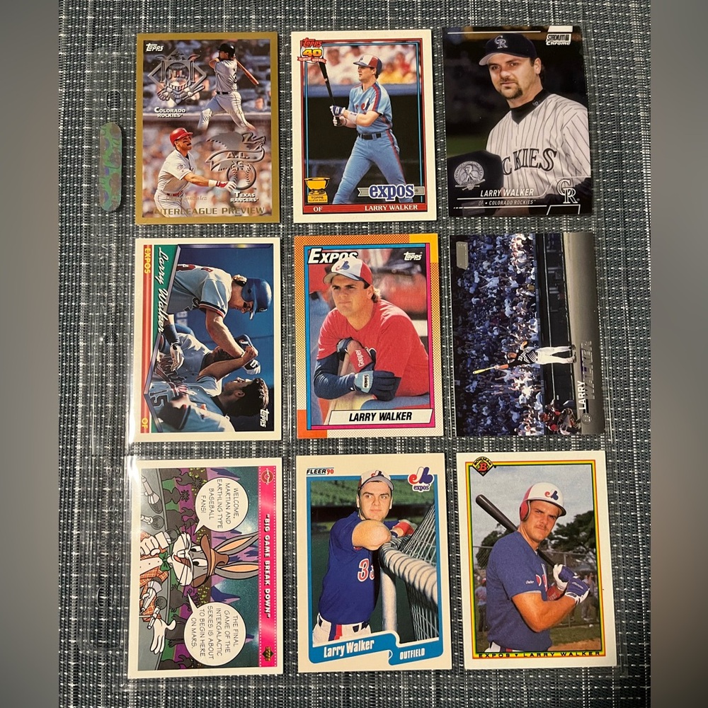 ⚾️ Larry Walker MLB Baseball Trading Cards,  Collection of 9